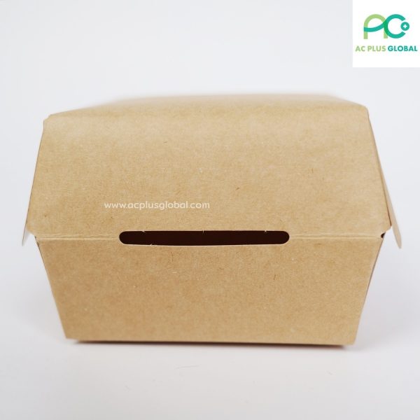กล่องเบอเกอร์ กล่องกระดาษคราฟท์ กล่องใส่เบอเกอร์ Burger Box ขนาด 9x9x4 ซม. (50ใบแพค)